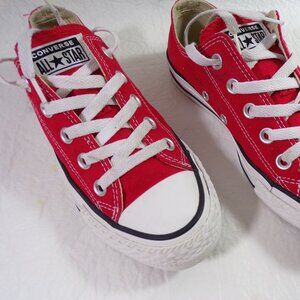 Converse All Star Red Canvas Sneakers, Low Top Unisex Men's 3.5, Women's 5.5 VG